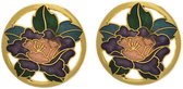 Behave® Clip oorbellen met paarse bloem emaille