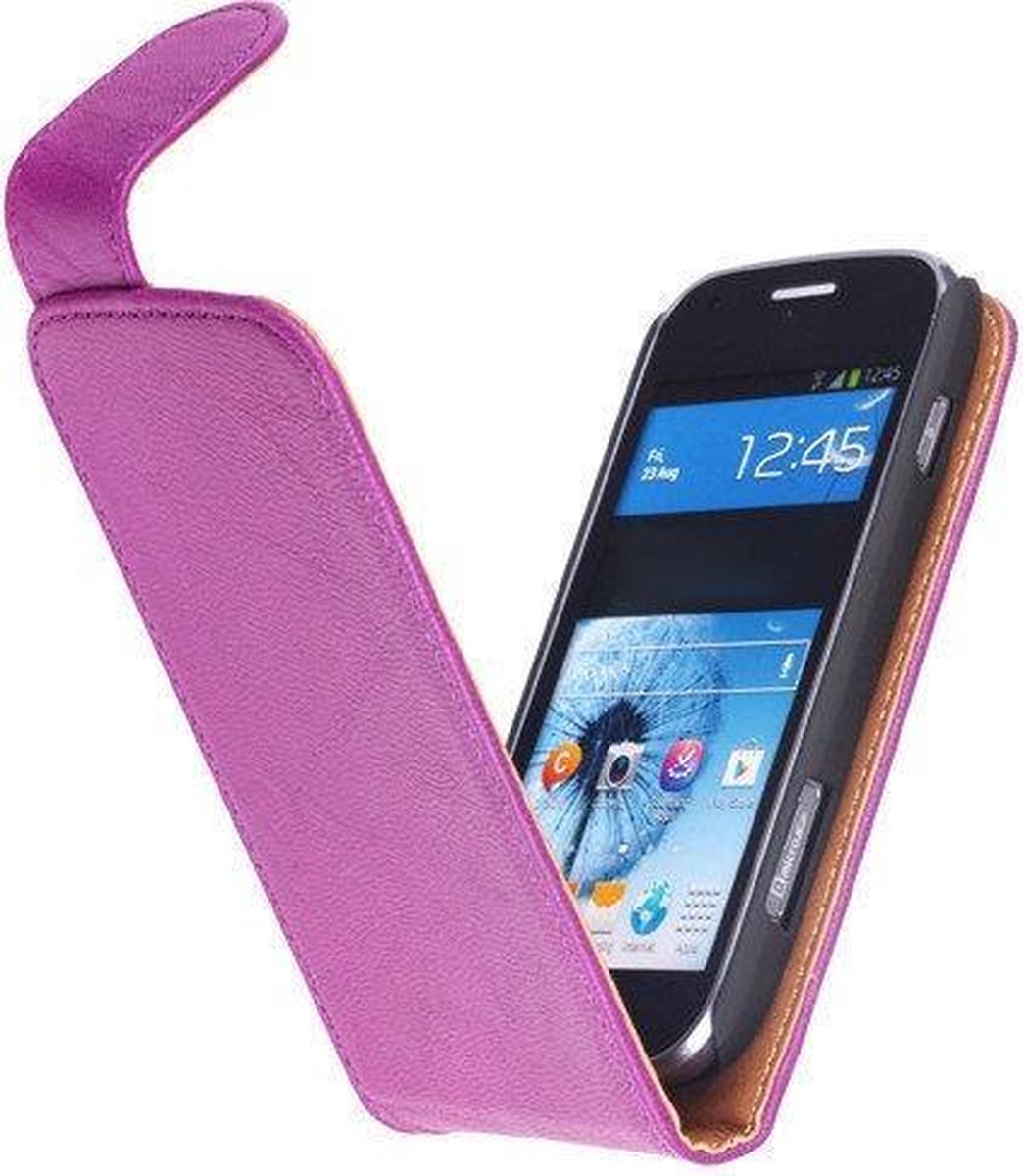 Polar Echt Lederen Lila HTC One Mini Flipcase Hoesje - Cover Flip Case Hoes