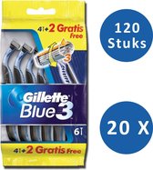 Gillette Blue III -  Wegwerpscheermesjes - 120 stuks (6 x 20) - voordeelverpakking