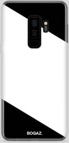 BOQAZ. Samsung Galaxy S9 hoesje - Plus hoesje - hoesje schuine streep wit