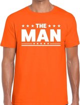 The Man tekst t-shirt oranje heren - heren shirt The Man - oranje kleding S