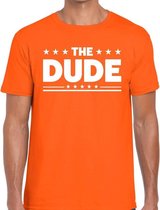 The Dude tekst t-shirt oranje heren - heren shirt The Dude - oranje kleding M