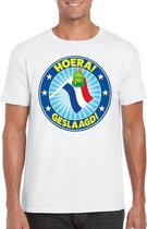 Geslaagd t-shirt met vlaggenmast met tas wit heren 2XL