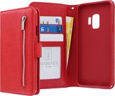 Samsung Galaxy S9 hoesje - CaseBoutique - Rood - Kunstleer - Met Rits Vakje Muntvakje