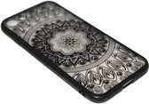 Mandala bloemen hoesje zwart Geschikt voor iPhone 6 / 6S