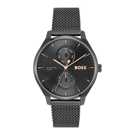 BOSS HB1514105 TYLER Heren Horloge - Mineraalglas - Staal - Zwart - 43 mm breed - Quartz - Druksluiting - 5 ATM (douchen)