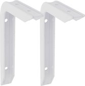 AMIG Plankdrager/planksteun van aluminium - 2x - gelakt wit - H150 x B100 mm - heavy support - boekenplank steunen