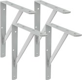 AMIG Plankdrager/planksteun van metaal - 4x - gelakt grijs - H400 x B275 mm - boekenplank steunen - tot 225 kg