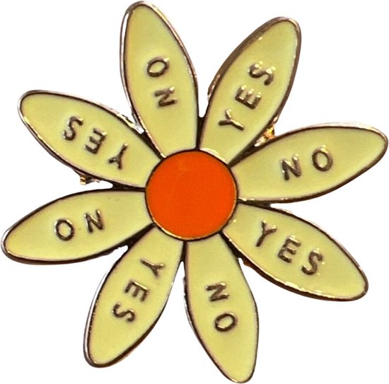 Madelief Yes No Text Email Pin Jaune 3,5 cm / 3,5 cm / Jaune Oranje Or