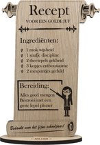 RECEPT JUF - Recept voor een goede juf - houten wenskaart - kaart om de lerares te bedanken - 17.5 x 25 cm