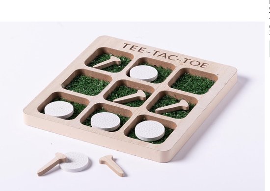 Eccolo Tee Tac Toe Table Game, Golf Themed Wooden Table Top Decor and Brain Teaser Puzzles for Adults Great for Game Night, 21.59x22.86x.2.0cm Tic Tac Toe Wood Board Game for Kids and Family van Ecco — afbeelding 2