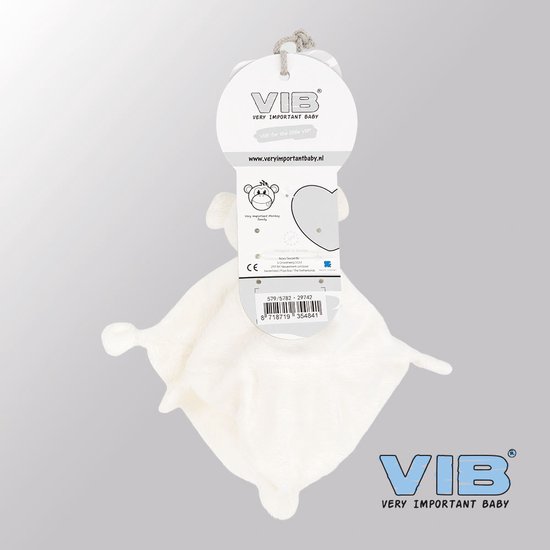 VIB® - Knuffeldoekje Aap - Wit - Babykleertjes - Baby cadeau - zwangerschap aankondiging - geboorte cadeau van Merkloos — afbeelding 2