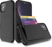 Smartphonica Samsung Galaxy A12 hoesje sterk TPU met pashouder - Zwart / Back Cover geschikt voor Samsung Galaxy A12