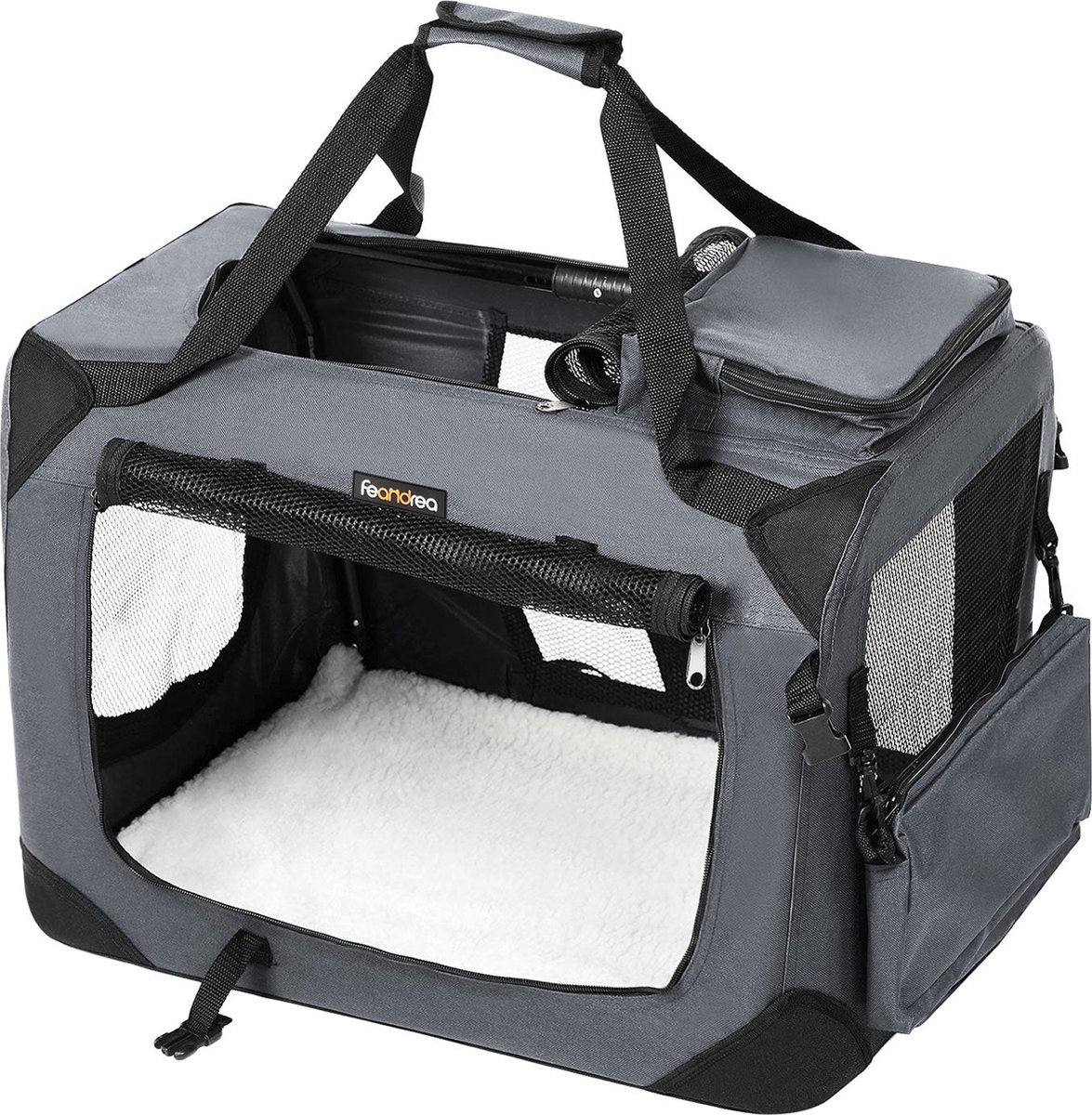 Feandrea - hondenbench - maat L 70 x 52 x 52 cm, - transportbox voor auto - hondentransportbox - opvouwbaar - oxfordstof - donkerblauw