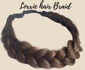 Loxxie® haarband met vlecht haar extensions braid verstelbaar universele pasvorm donkerbruin koper