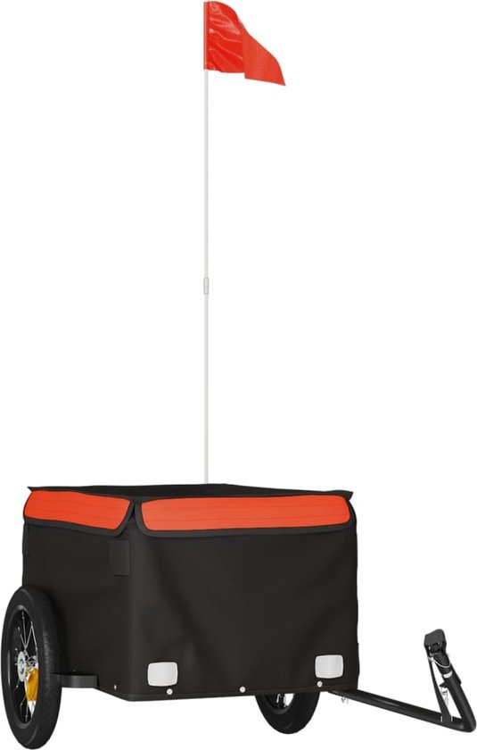vidaXL - Fietstrailer - 30 - kg - ijzer - zwart - en - oranje