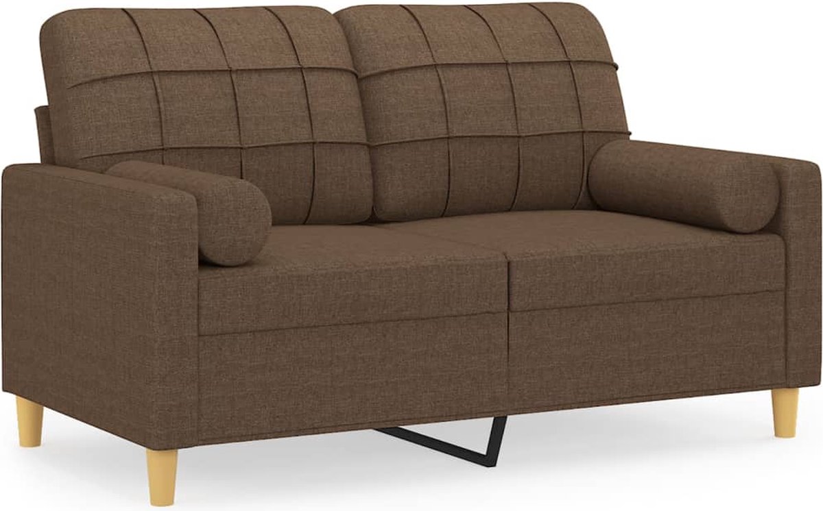 vidaXL Tweezitsbank - met - sierkussens - 120 - cm - stof - bruin