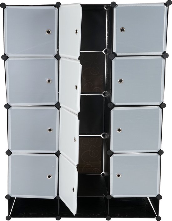 Reksysteem Sydney T306, insteekbare legplank garderobekast, 8 vakken per stuk 37x37x47cm zwart
