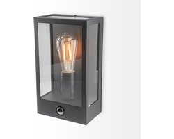 Stella PIR LED wandlamp - bewegingssensor - schemerschakelaar - excl. E27 lichtbron - max. 60 watt - IP44 - Zwart - voor buiten