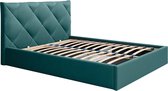 PASCAL MORABITO Bed met opbergruimte 160 x 200 cm - Velours - Blauwgroen - STARI van Pascal Morabito - van Pascal Morabito L 173 cm x H 104 cm x D 210 cm