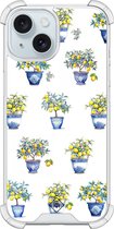 Casimoda® hoesje - Geschikt voor iPhone 15 - Lemon Trees - Shockproof case - Extra sterk - Siliconen/TPU - Wit, Transparant