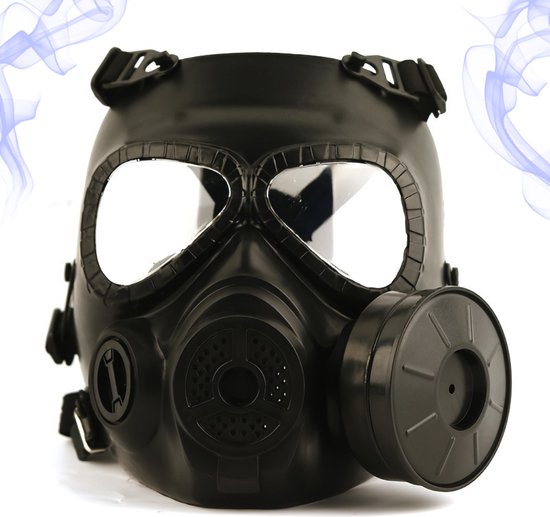 Airsoft Masker - Full Face - Met Bril - Helm - Paintball - Tactical Helm - Zwart - 1 Filter