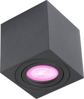 Ledmatters - Opbouwspot Zwart - Dimbaar - 5.7 watt - 350 Lumen - 2000-6500 Kelvin - Philips GU10 spot Hue White & Color - IP44 Badkamerverlichting