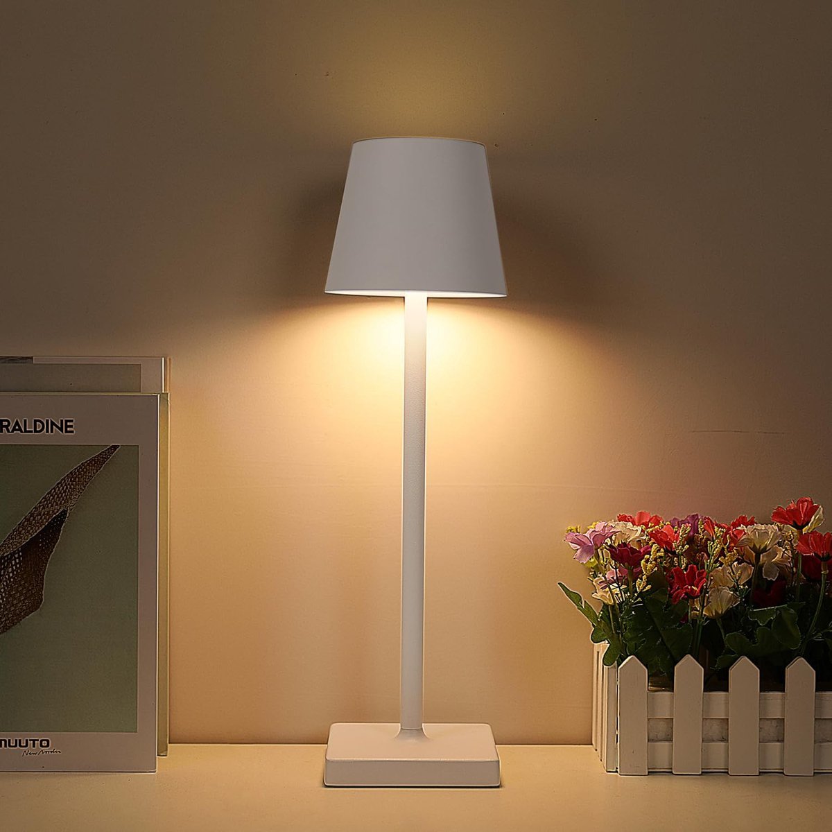 Goeco Tafellamp - 38cm - Medium - USB Oplaadbare Draadloze Lamp - IP54 - 3000K - Wit