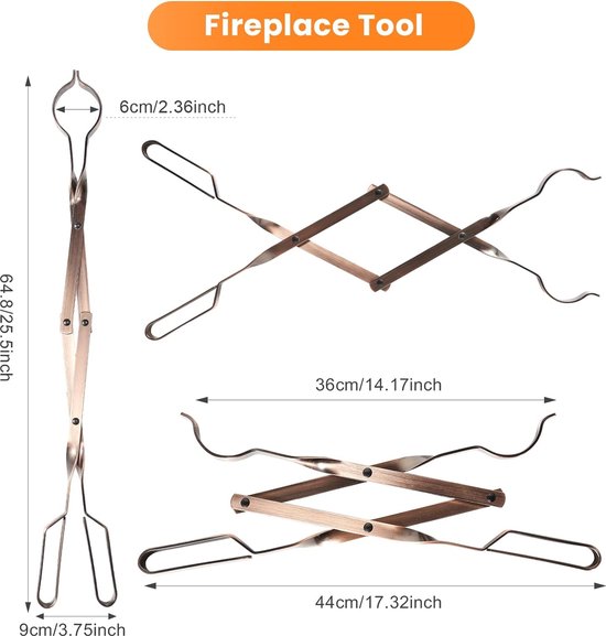 Brandtang voor open haarden 40 Inch Smeedijzeren Tool voor Veilig