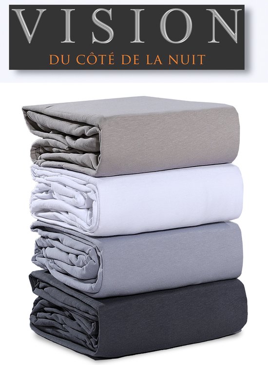 VISION Hoeslaken - Jersey katoen - Rekbaar, zacht en perfecte pasvorm - 140 x 200cm met 30cm hoekhoogte - Geschikt voor boxspring matras - Beige - 100% katoen Jersey - Oekotex gecertificeerd