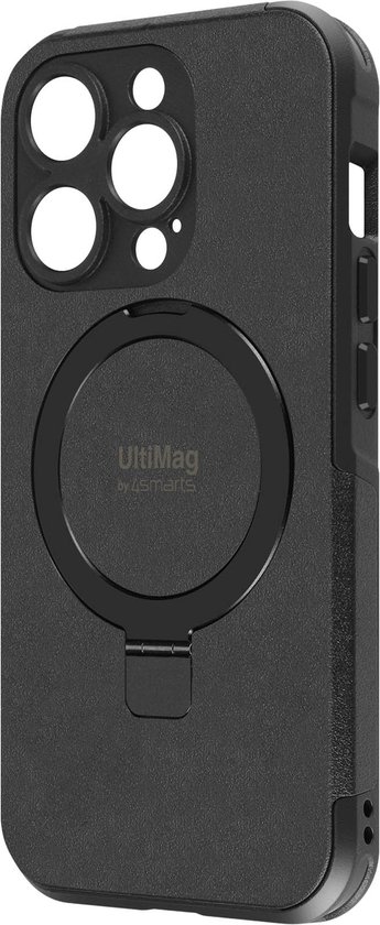 MagSafe iPhone 15 Pro Max hoesje, bi-materiaal steunring, 4Smarts - Zwart