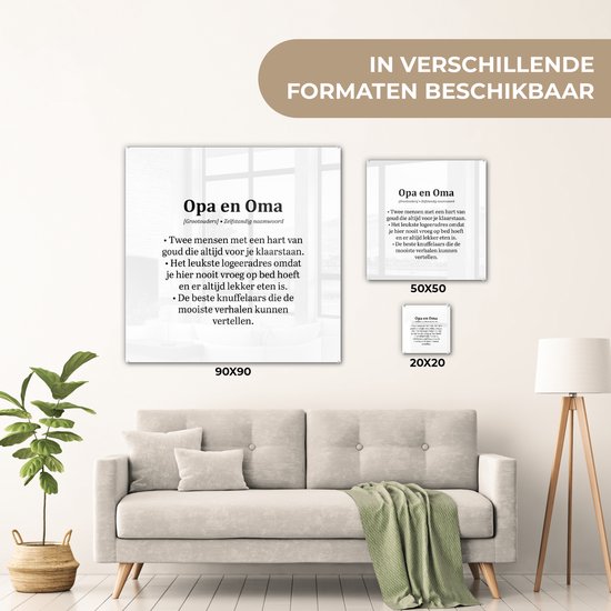 MuchoWow® Peinture sur verre 50x50 cm - Peinture sur verre acrylique - Citations - Dictons - 'Grand-père et grand-mère' - Photo sur verre - Peintures