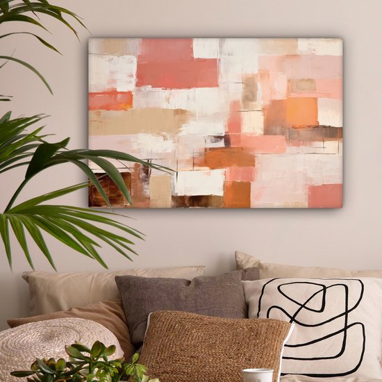 Peinture sur toile - Rose - Abstrait - 60x40 cm - Décoration murale