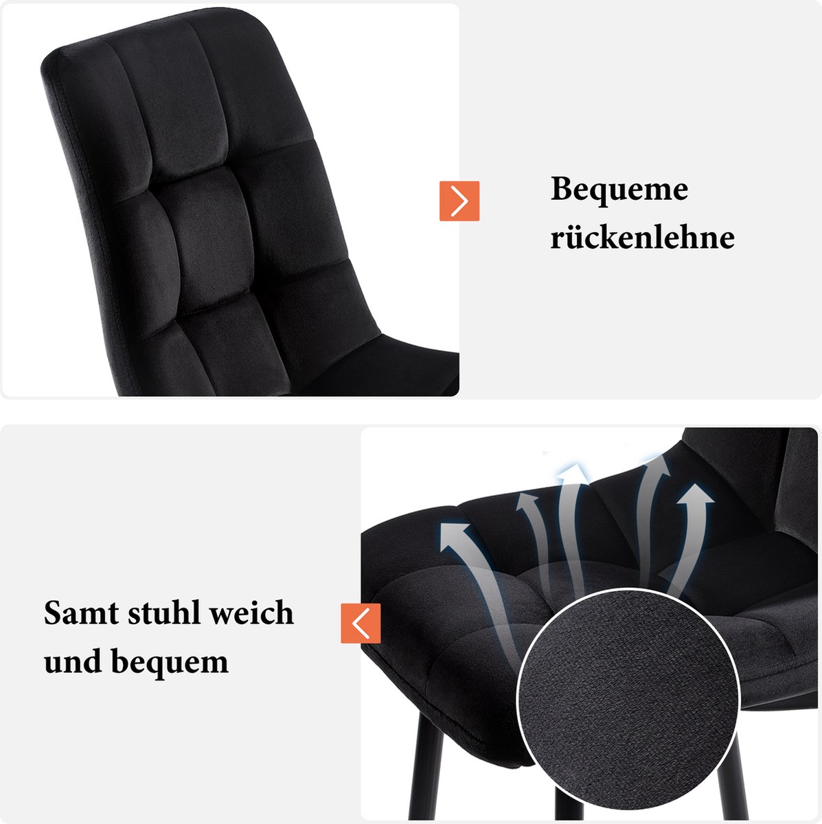 Lexiou Eettafel Set - 120x70 Cm Tafel Met 4 Stoelen - Zwart IJzeren Poten En Fluweel Zitkussens - Moderne Keukentafel