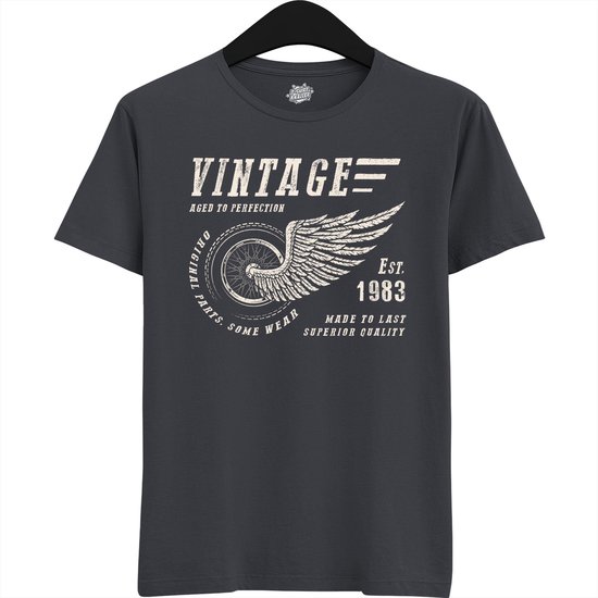 A Vintage Motorcycle Addict Est 1983 | Retro Verjaardag Motor Cadeau Shirt - T-Shirt - Unisex - Mouse Grey - Maat 3XL