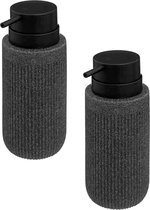 5Five Pompe à savon/distributeur de savon Onyx - 2x pièces - anthracite - polystone - 17 x 7 cm - 350 ml