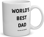 Akyol - world's best dad it's true we checked koffiemok - theemok - Papa - werelds beste vader - vader cadeautjes - vaderdag - verjaardag - geschenk - kado - vader artikelen - 350 ML inhoud