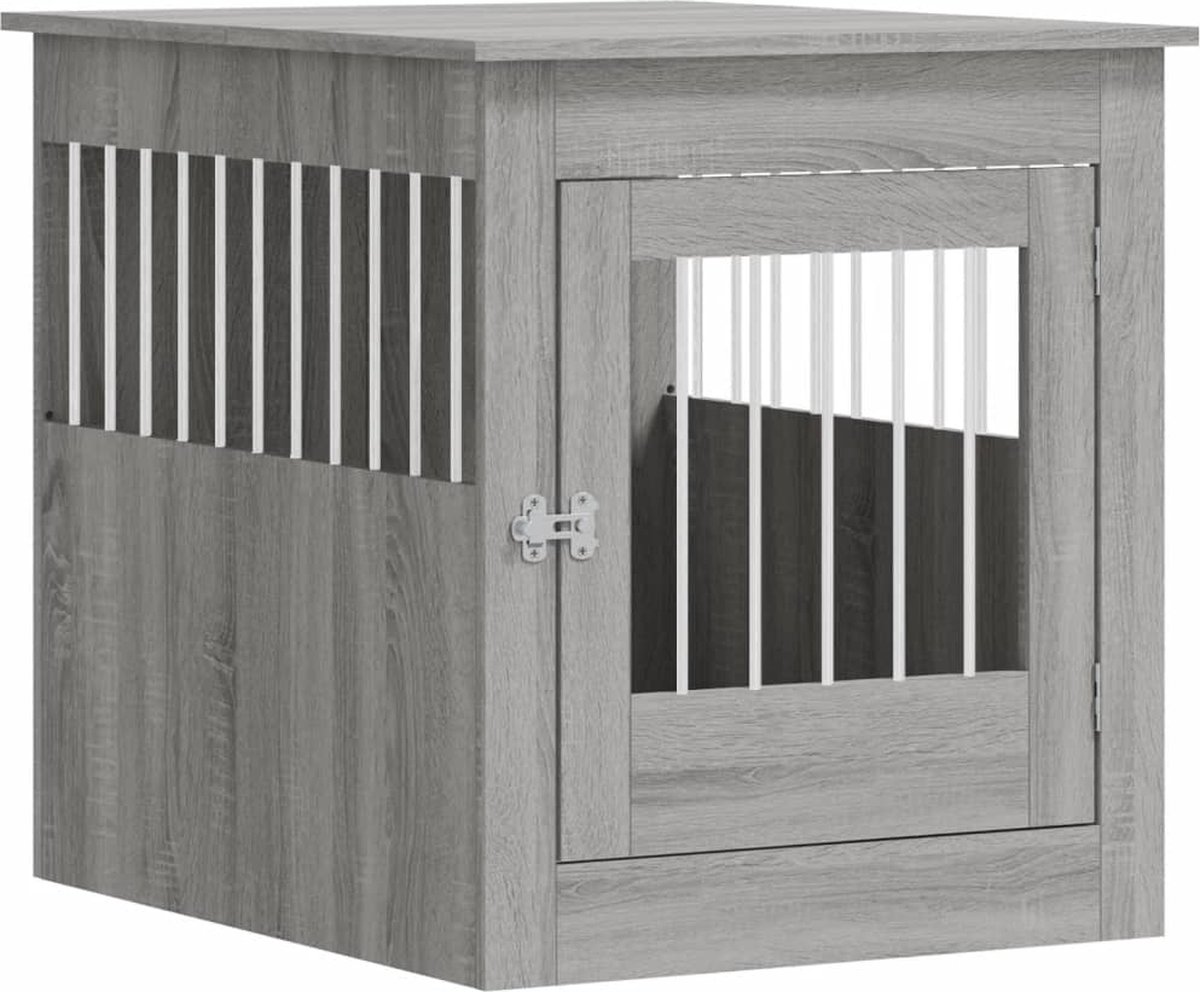 Bol.com vidaXL - Hondenbench - 64,5x80x71 - cm - bewerkt - hout - grijs - sonoma aanbieding