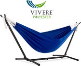 Vivere Double Polyester Hangmat met standaard (250 CM) - Royal Blue