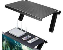 Scherm, bovenste plank, 33 x 16 cm, instelbaar beeldschermrek, monitorstandaard, monitor-opslagplank voor luidsprekers, mediaboxen, router, afstandsbediening, spelconsole