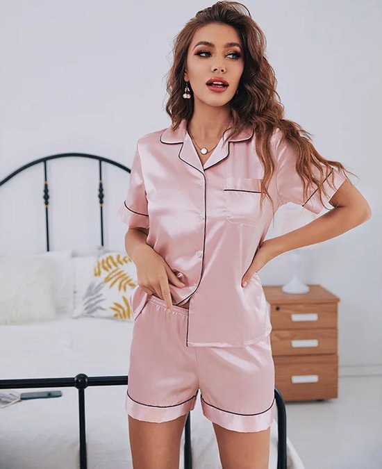 Pyjama Satijn Sophisticated - Lingerie - Shirt en broekje - Blouse - Nachtkleding - Chic