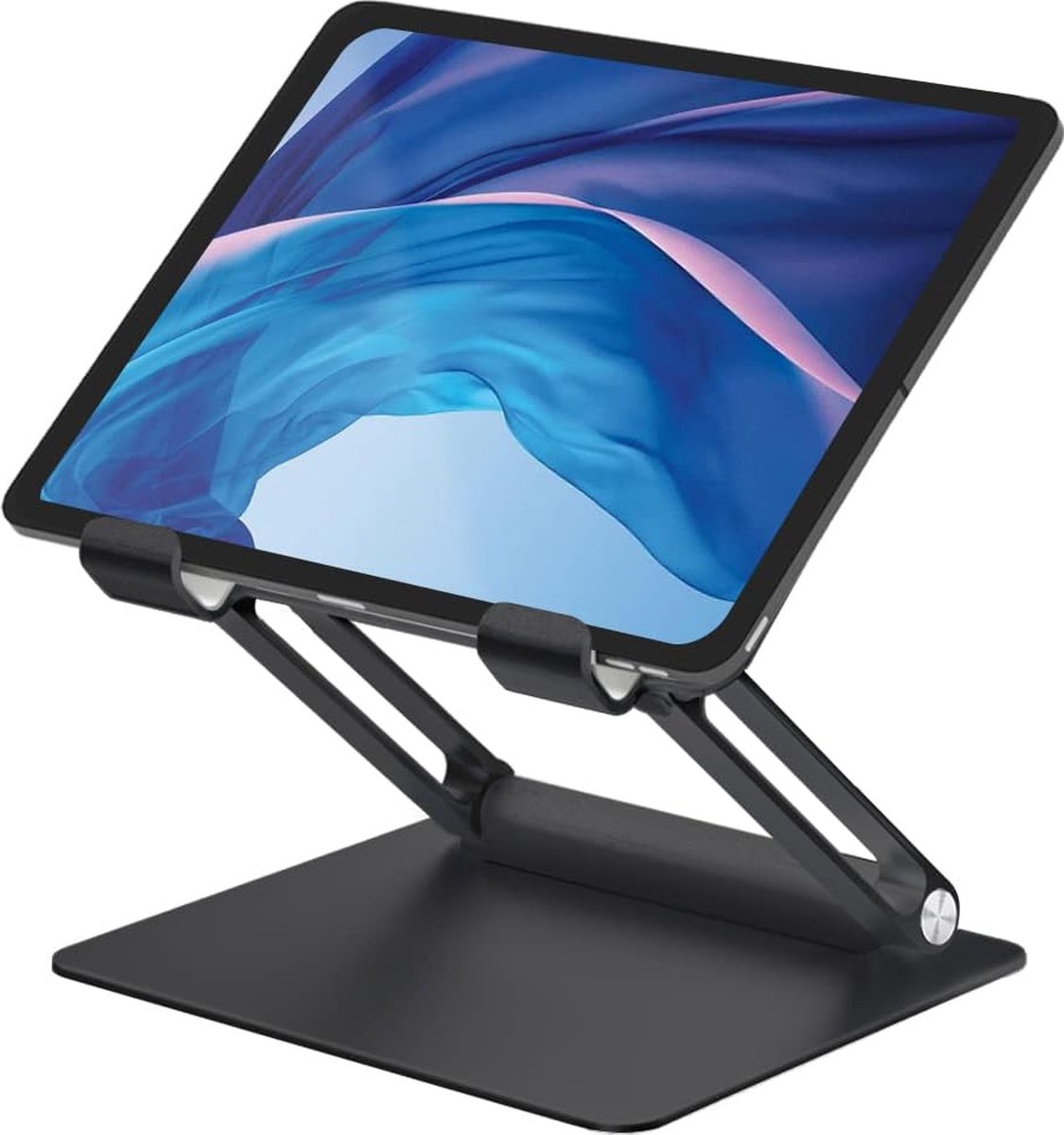 Tablet-standaard voor bureau, meerhoekige, verstelbare tablethouder, opvouwbaar, draagbaar, ergonomisch ontwerp, premium metalen tabletverhoger, compatibel met 7 tot 13,3 inch tablets, zwart