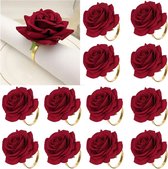 12 stuks servetringen rood roos servetgesp handdoek gesp ringen bruiloft feest Valentijnsdag hotel tafel decoratie metaal goud servetten houder