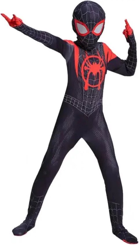 Superheldendroom - Spider-Man Miles Morales - 128/134 (7/8 Jaar) - Verkleedkleding - Superheldenpak