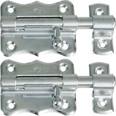 Amig stalen schuifslot/plaatgrendel - 4x - 4 x 3.8 cm - verzinkt - zilver - deur - poort