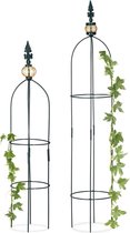 Relaxdays rankhulp - plantenklimrek - 2 stuks - rond - obelisk - set - plantensteunen