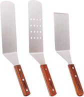 Set de spatules-professionnel en acier inoxydable- Set de 3 pièces-spatule à friture lisse spatule à friture perforée et grattoir