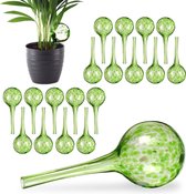 Relaxdays 20x waterdruppelaar - glas - waterbollen voor planten - Ø 6 cm - groen
