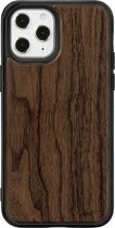 Mobiq - Houten Backcover iPhone 15 Pro Hoesje - walnoot