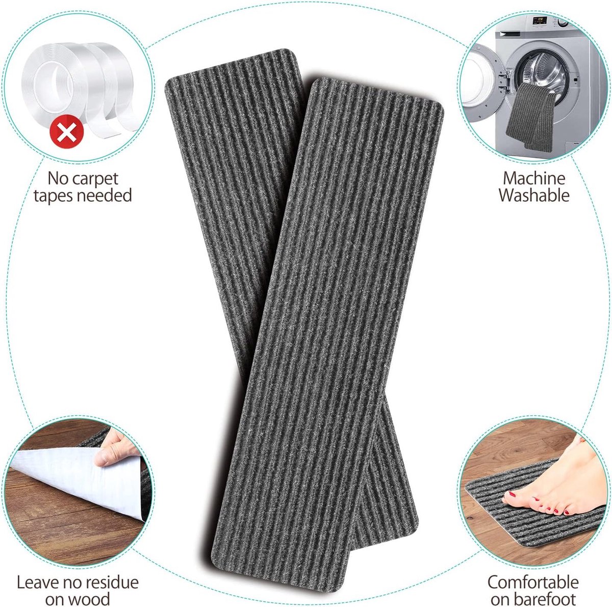 Antislip Trapmatten, 15 Cm X 60 Cm, Antislipstrips, Trapset Met Zelfklevende Beschermtrapmatten 10 Stuks